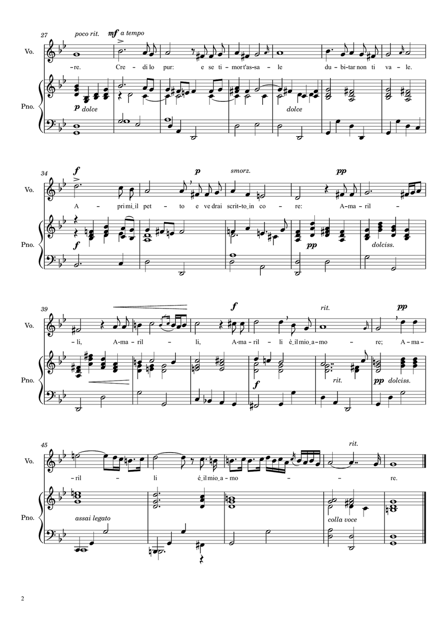 Amarilli, mia bella - G Minor Voice Solo scores gallery preview page 3