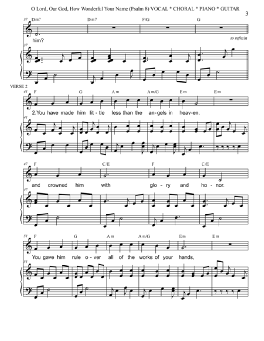 O Lord, Our God, How Wonderful Your Name (Psalm 8) Choir scores gallery preview page 3