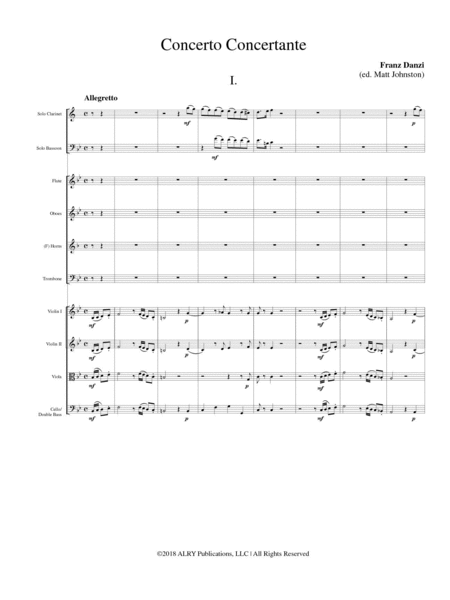 Concerto Concertante for Solo Clarinet, Bassoon and Chamber Orchestra