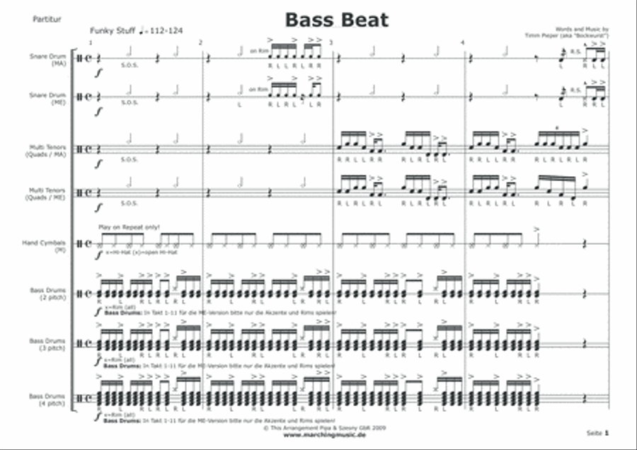 BASS BEAT (Street Cadence) Marching Band scores gallery preview page 2