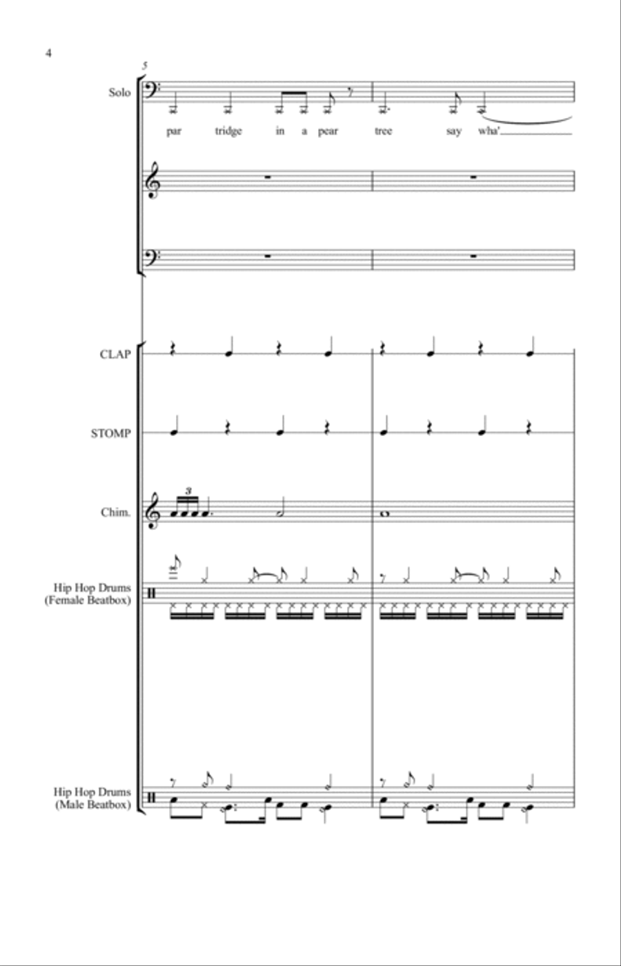 12 Days of Christmas Hip-Hop Rap 4-Part scores gallery preview page 4