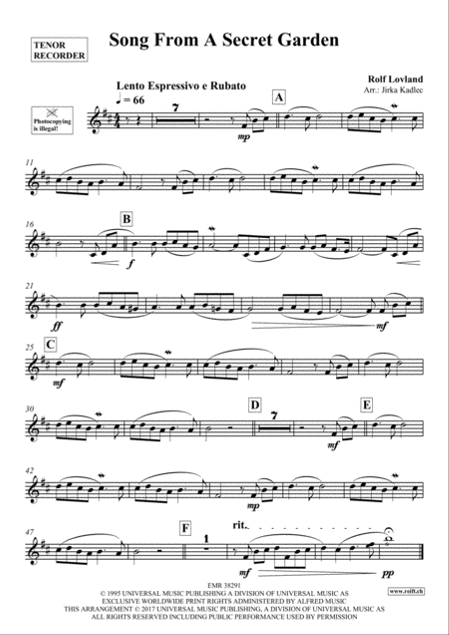 Song From A Secret Garden Tenor Recorder scores gallery preview page 2