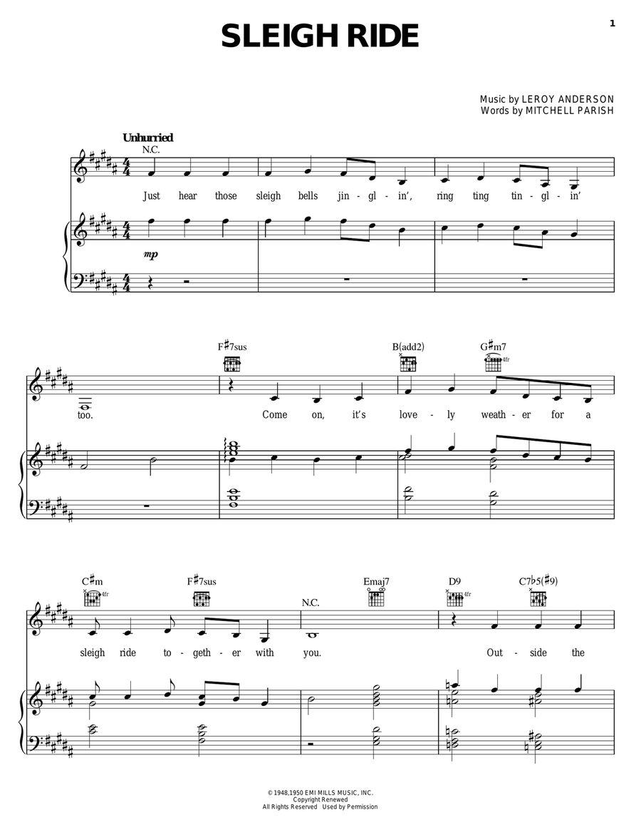 Sleigh Ride Acoustic Guitar scores gallery preview page 1
