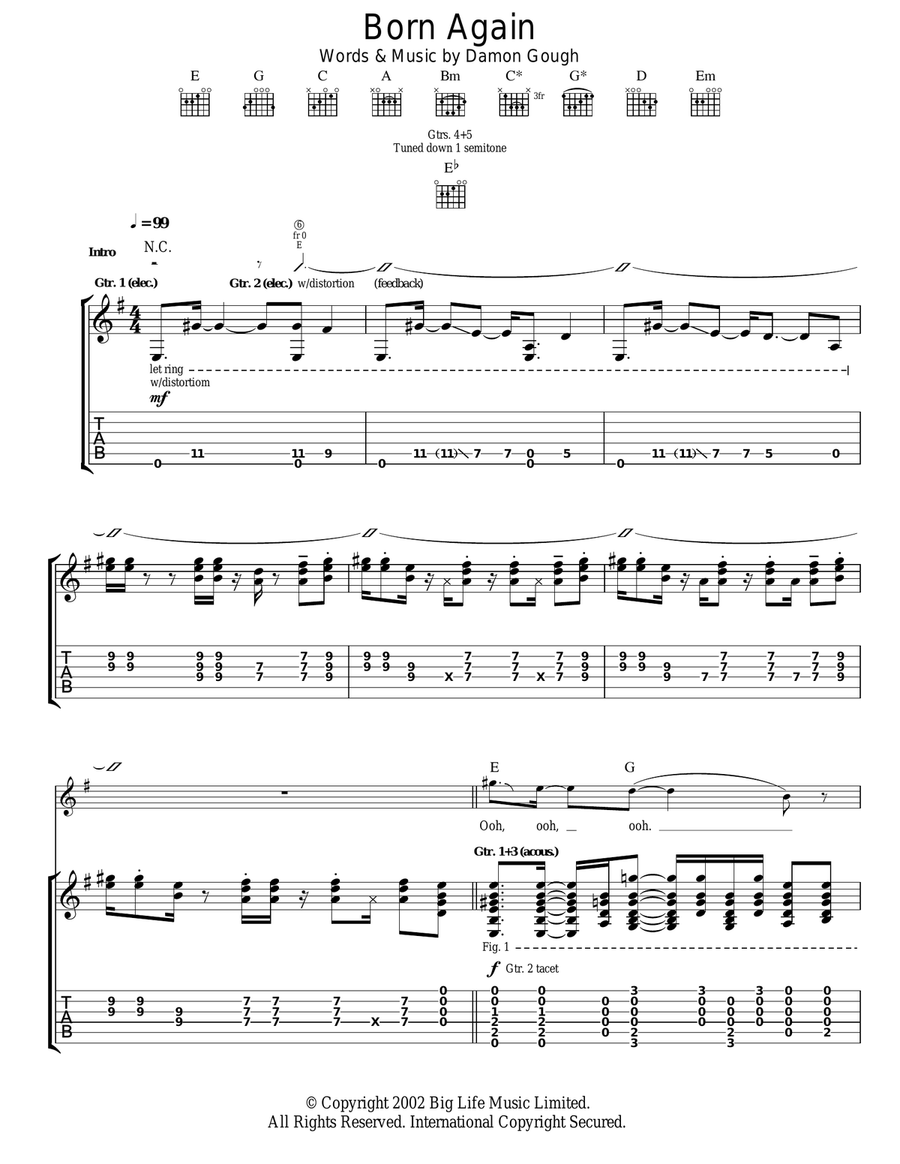 Born Again Acoustic Guitar scores gallery preview page 1
