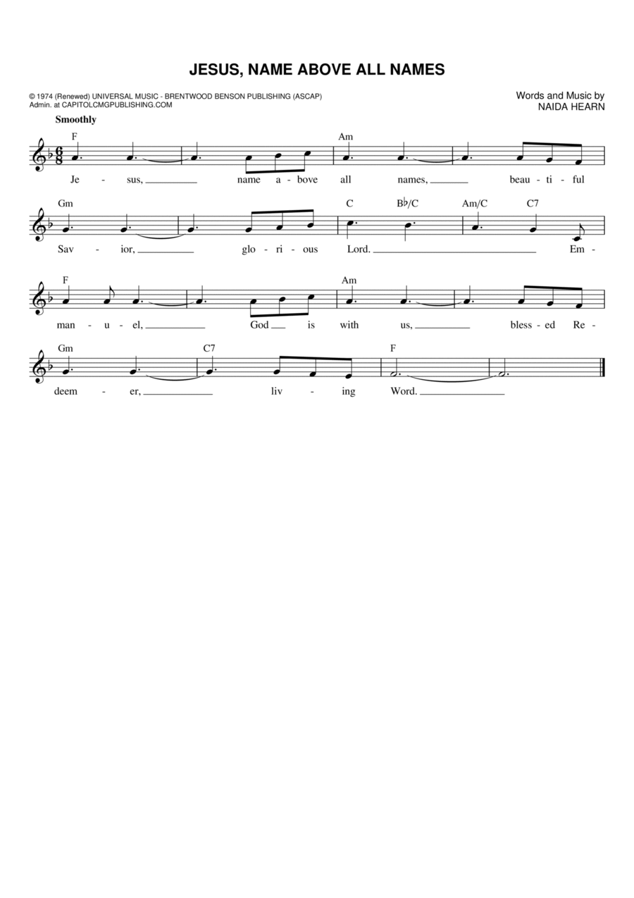 Jesus, Name Above All Names Flute scores gallery preview page 1