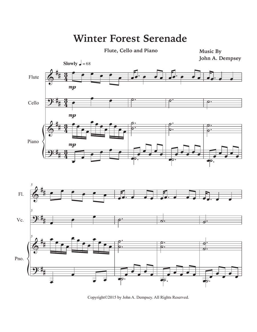 Winter Forest Serenade (Trio for Flute, Cello and Piano) Small Ensemble scores gallery preview page 5