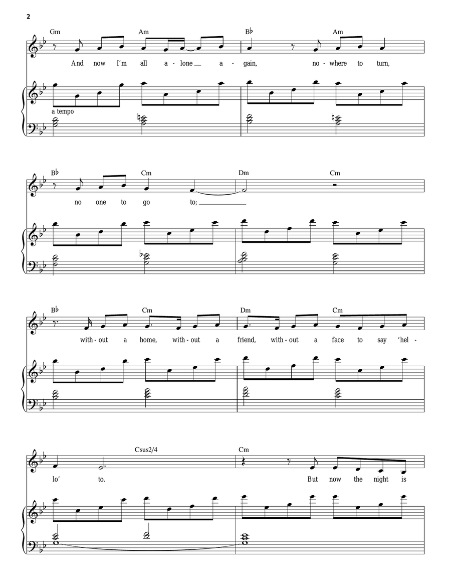 On My Own (from Les Miserables) Piano, Vocal scores gallery preview page 2