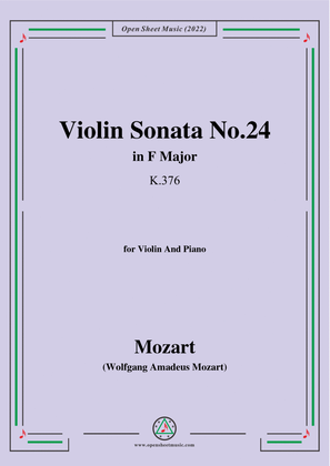Book cover for Mozart-Violin Sonata No.24,in F Major,K.376,for Violin&Piano