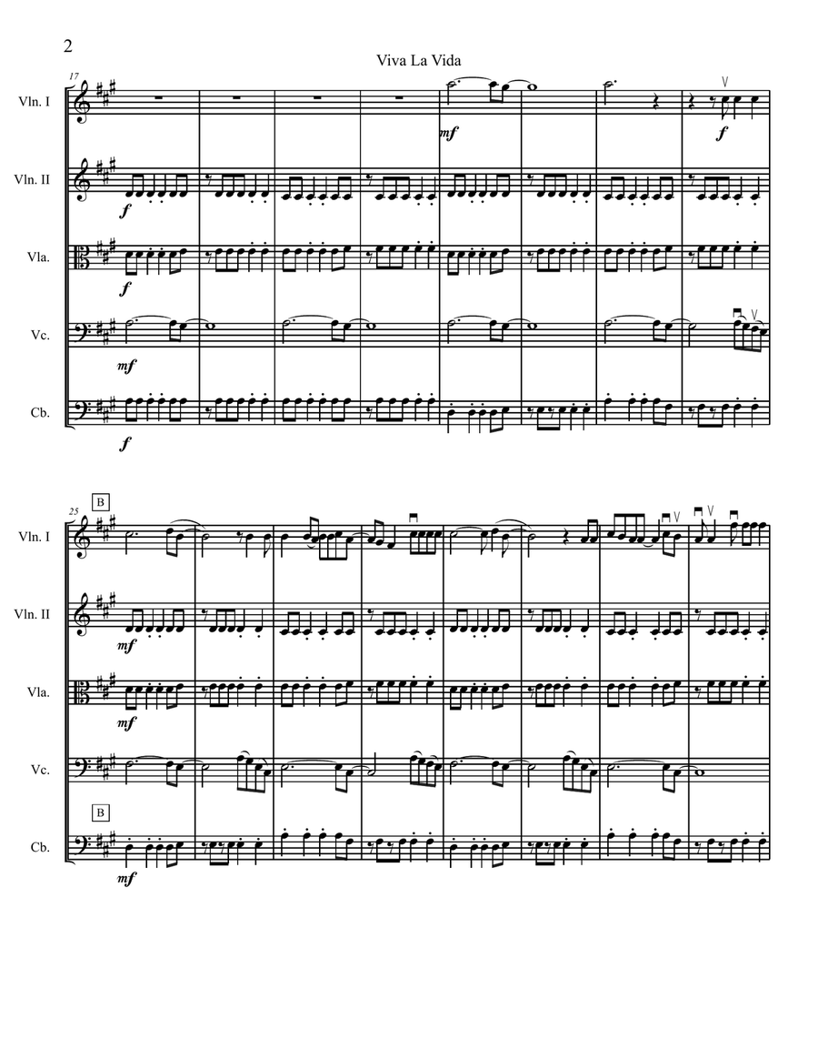 Viva La Vida String Orchestra scores gallery preview page 2
