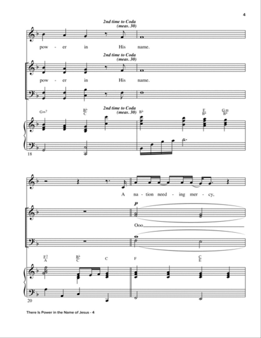 There Is Power In The Name Of Jesus 4-Part scores gallery preview page 4
