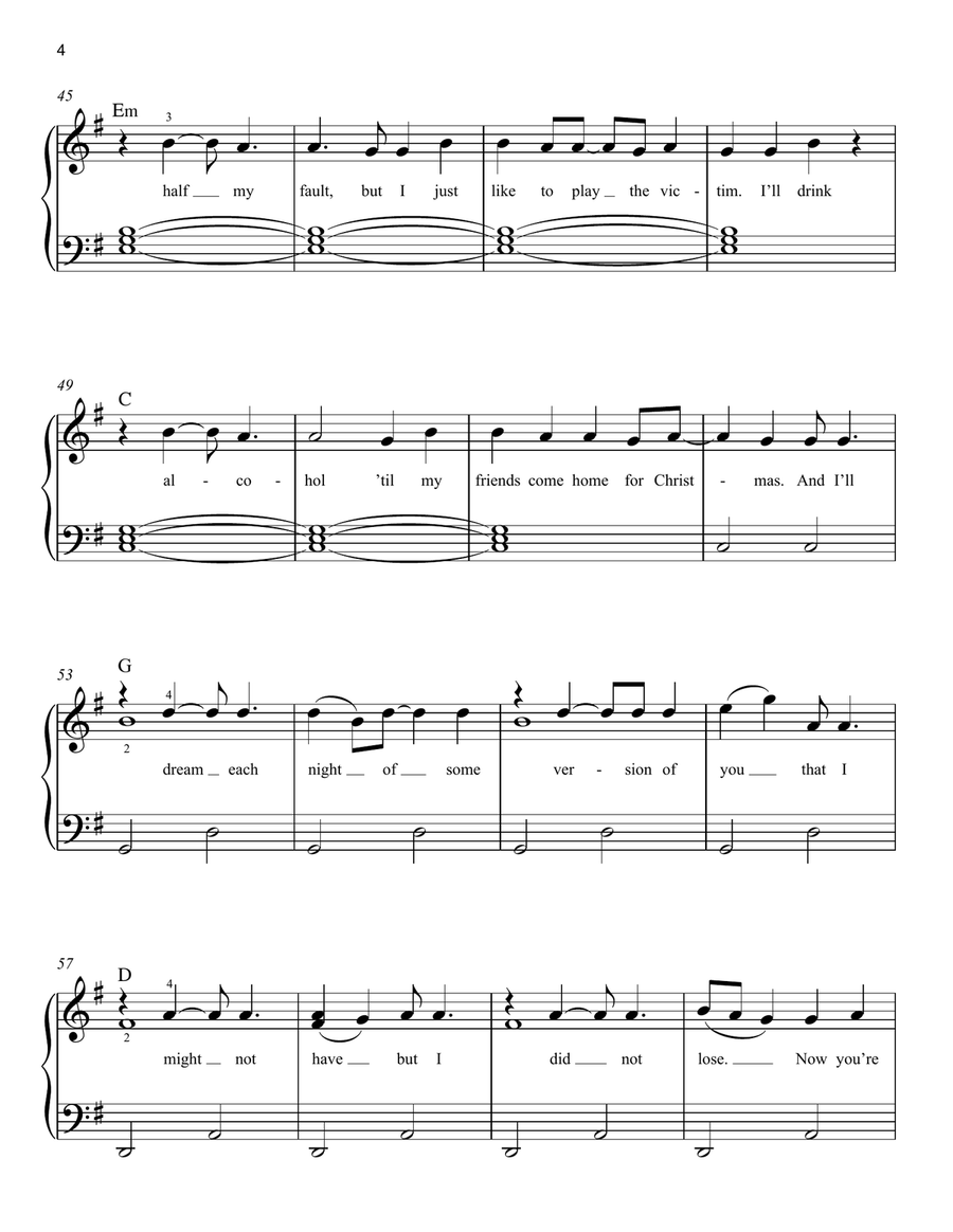 Stick Season Stick Season Easy Piano scores gallery preview page 4
