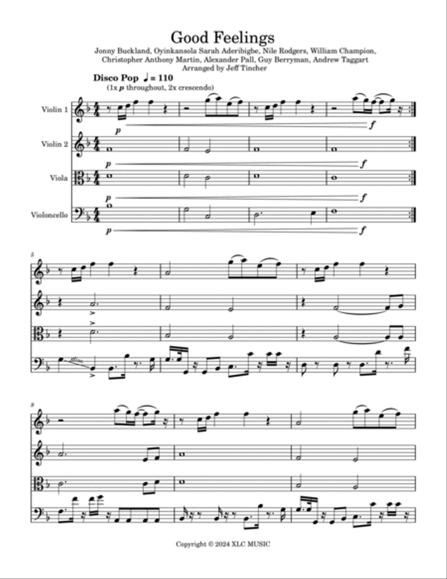 Good Feelings String Quartet scores gallery preview page 2