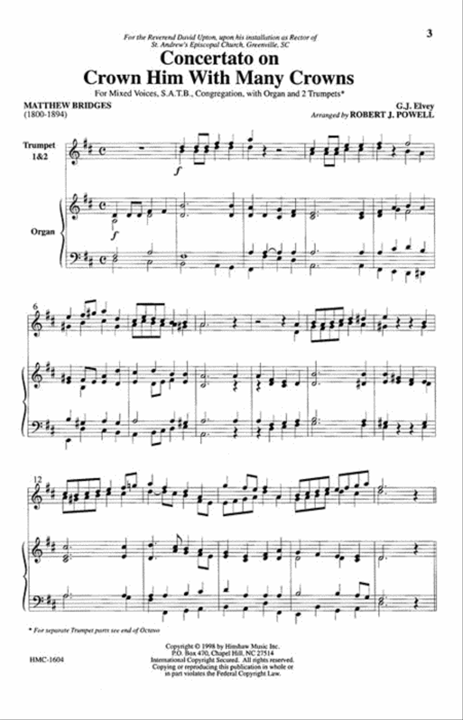 Crown Him with Many Crowns 4-Part scores gallery preview page 2