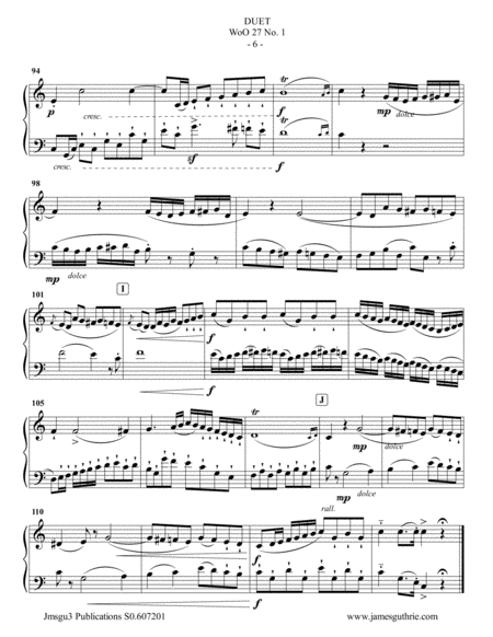 Beethoven: Three Duets WoO 27 for Trumpet & Cello image number null