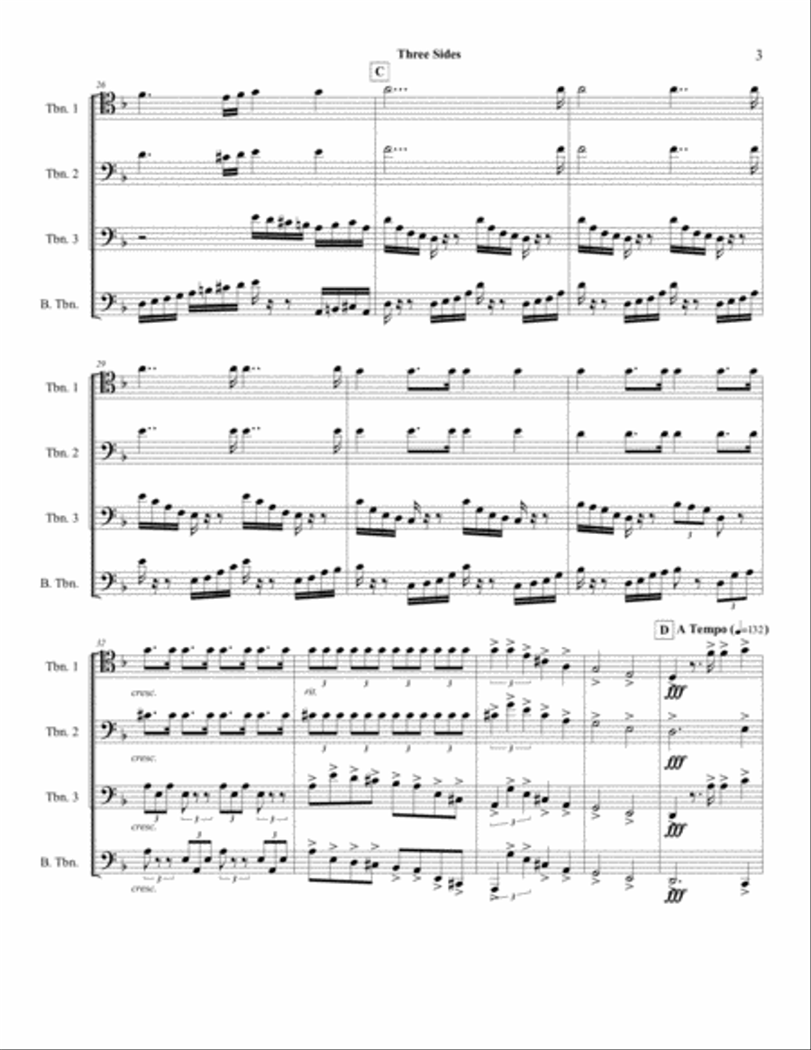 Three Sides for Trombone Quartet Trombone Quartet scores gallery preview page 5