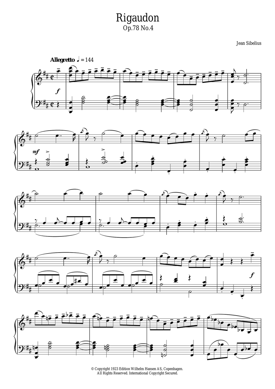 Rigaudon, Op.78 No.4 Rigaudon, Op.78 No.4 Piano Solo scores gallery preview page 1