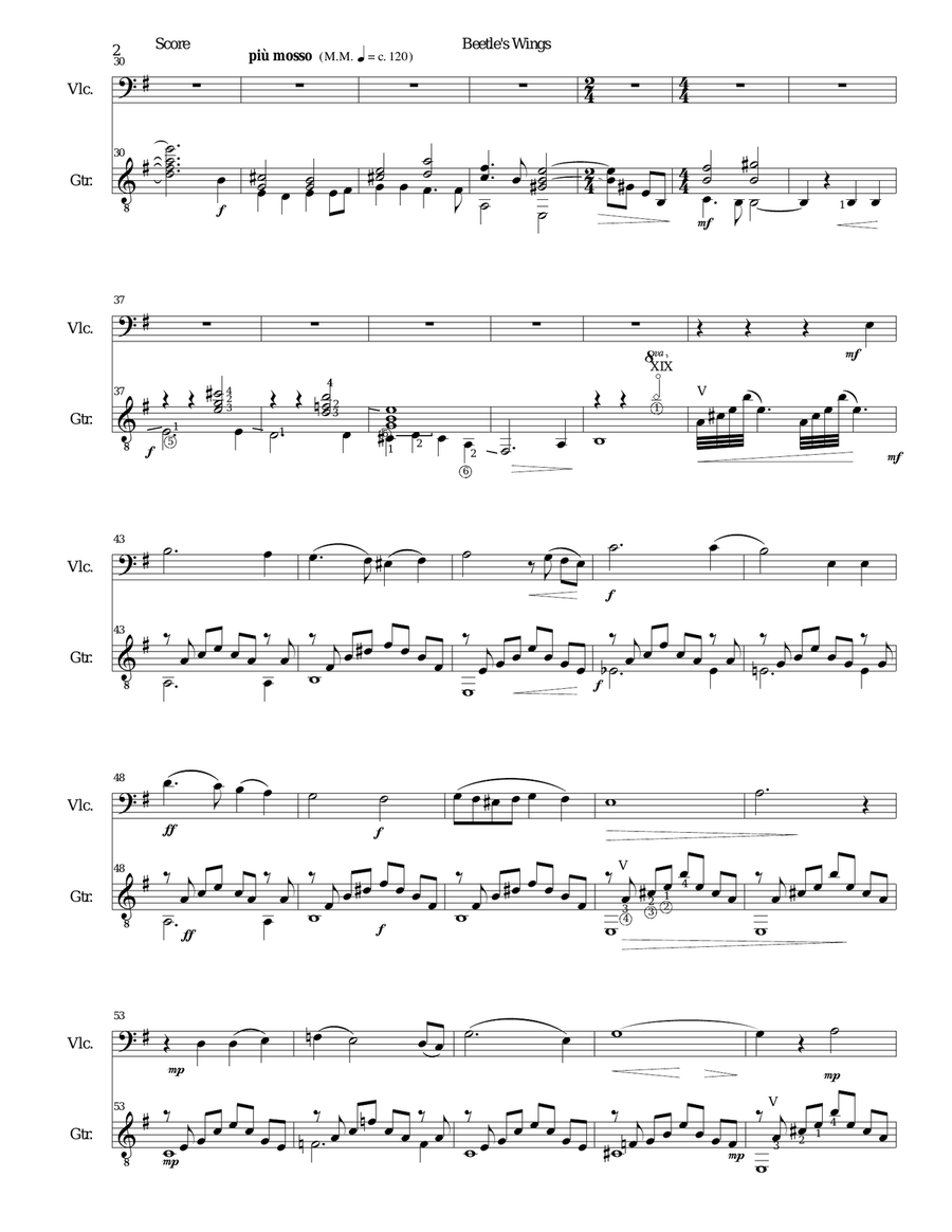 Beetle's Wings for cello and guitar String Duet scores gallery preview page 2