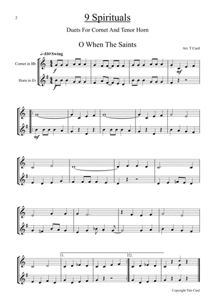 9 Spirituals, Duets For Cornet And Tenor Horn image number null