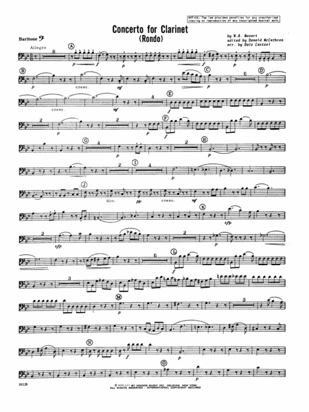 Concerto For Clarinet - Rondo (3rd Movement) - K.622 - Baritone B.C.