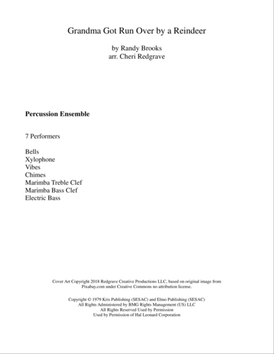 Grandma Got Run Over By A Reindeer Percussion Ensemble scores gallery preview page 2
