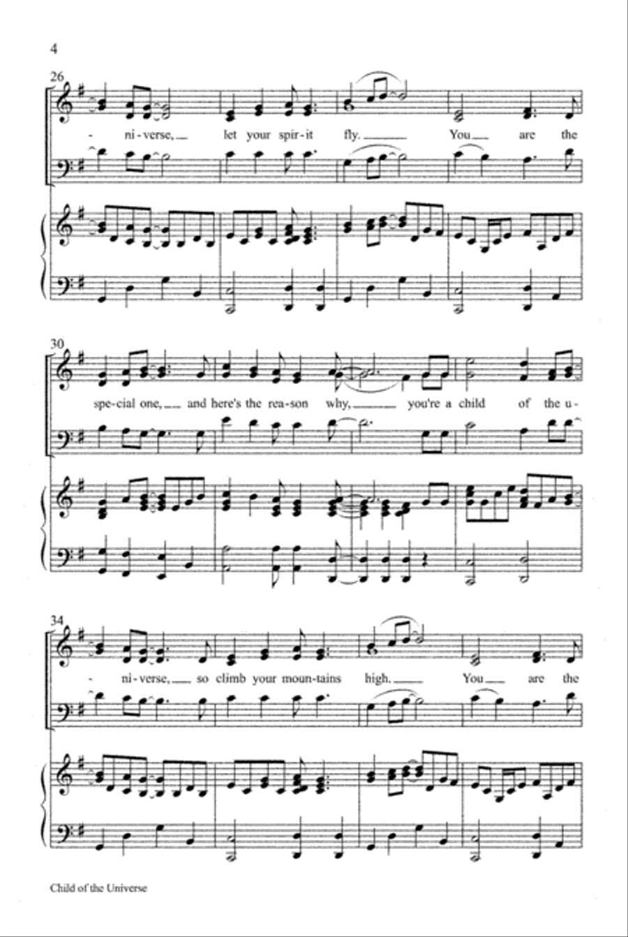Child of the Universe Unison Choir scores gallery preview page 4
