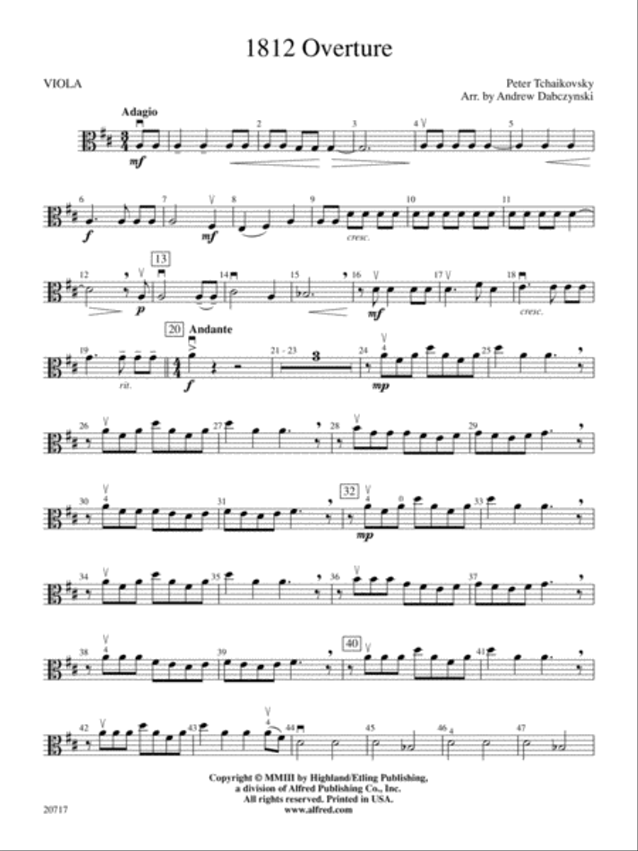1812 Overture: Viola 1812 Overture: Viola String Orchestra scores gallery preview page 1