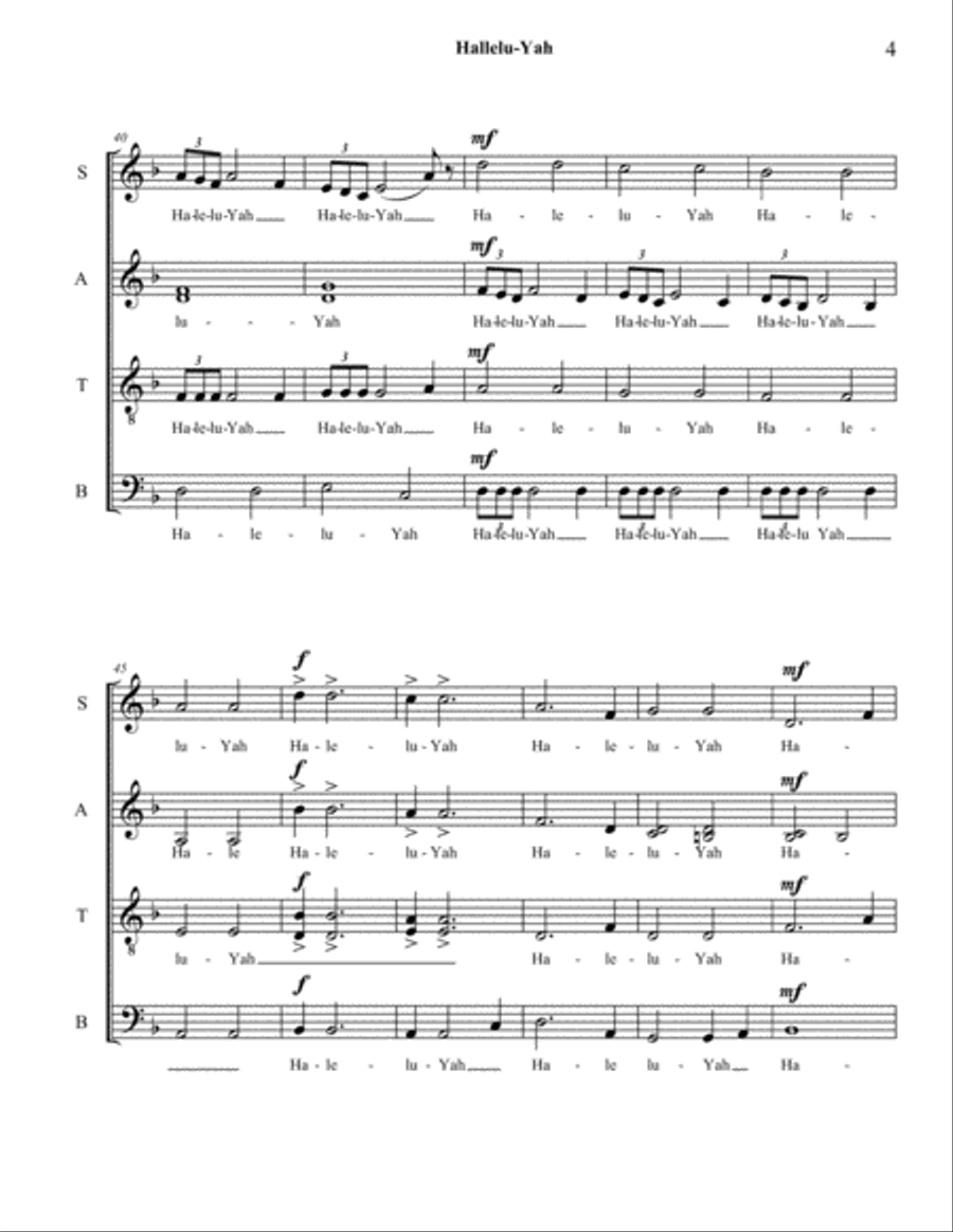 Hallelu-Yah 4-Part scores gallery preview page 4