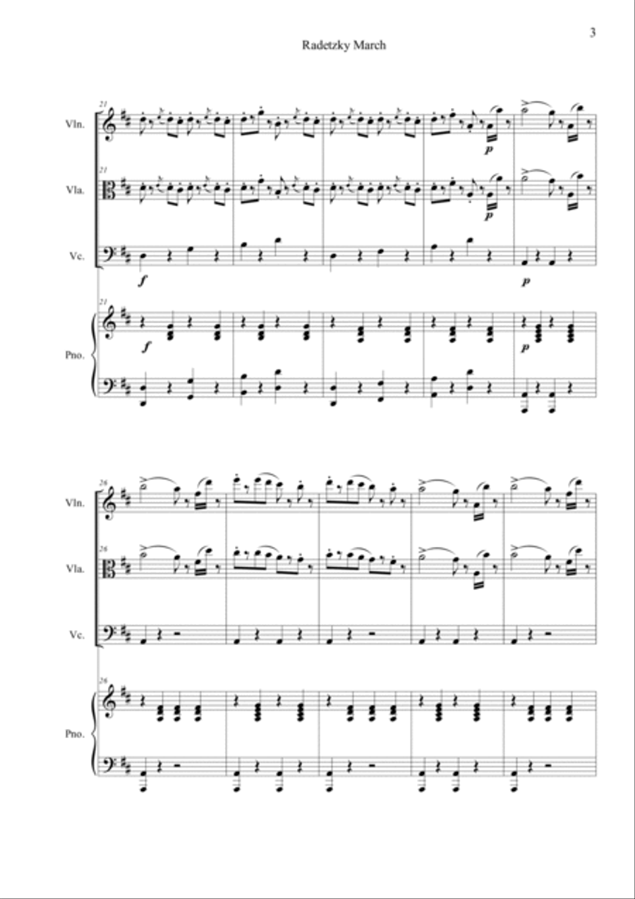 Radetzky Marsch Piano Quartet scores gallery preview page 3