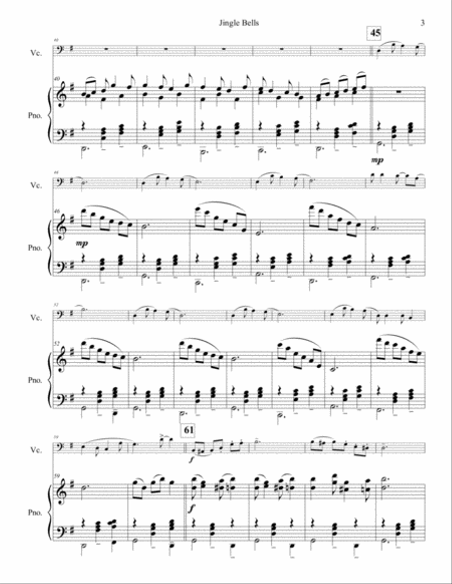 Jingle Bells for Solo Cello Piano scores gallery preview page 4