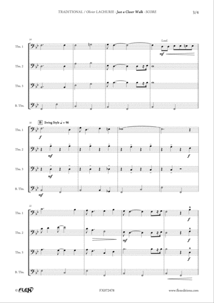 Just a Closer Walk Just a Closer Walk Trombone Quartet scores gallery preview page 3
