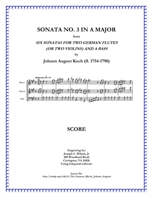Koch Trio Sonata No. 3 in A Major