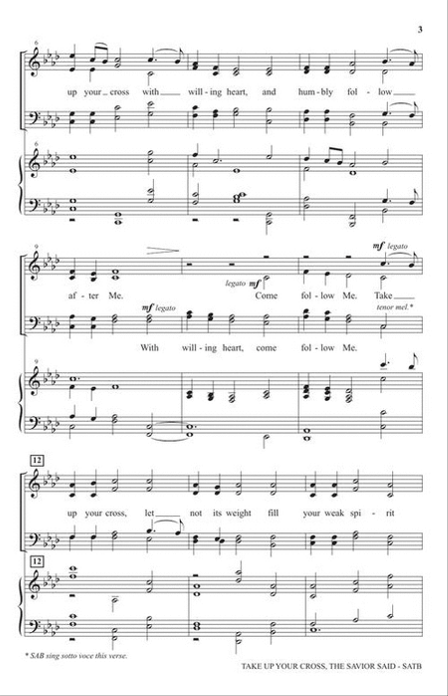 Take Up Your Cross, The Savior Said 4-Part scores gallery preview page 4
