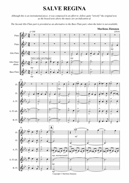 SALVE REGINA for flute Quartett image number null