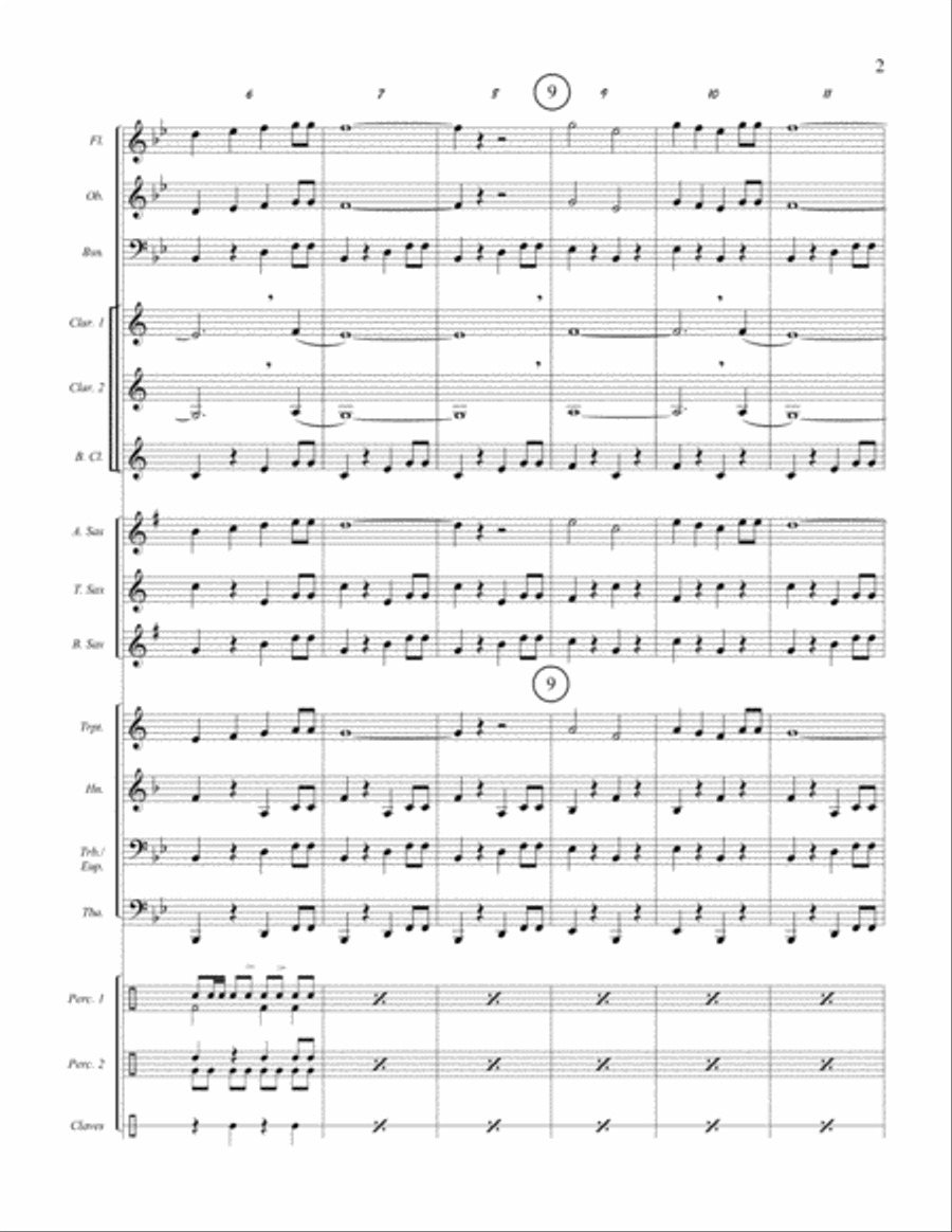 CUBAN BREEZE (beginner concert band - super easy - score, parts, and license to photocopy) Concert Band scores gallery preview page 4
