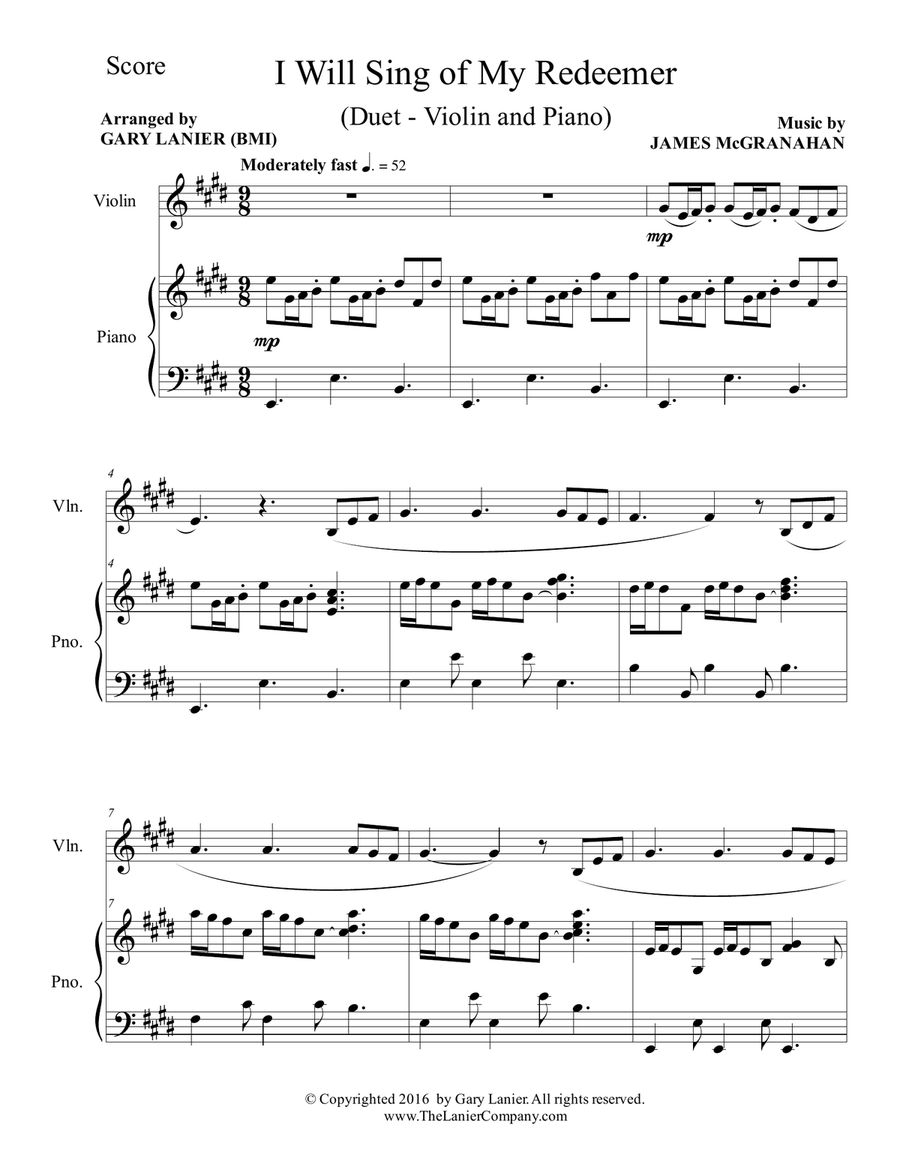 Gary Lanier: 3 Heartfelt Hymns (Duets for Violin and Piano) Gary Lanier: 3 Heartfelt Hymns (Duets for Violin and Piano) Violin Solo scores gallery preview page 2