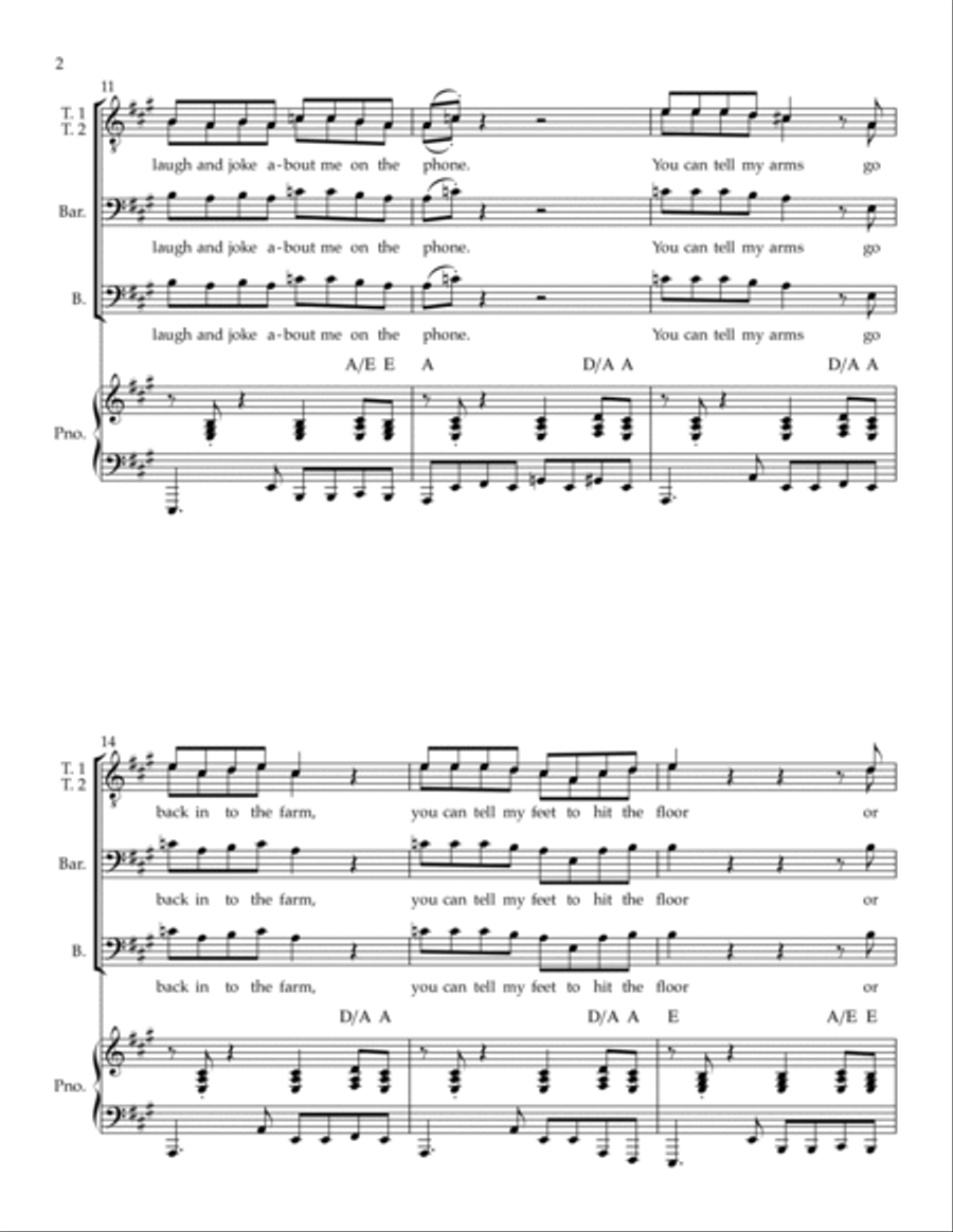 Achy Breaky Heart (don't Tell My Heart) TTBB scores gallery preview page 2