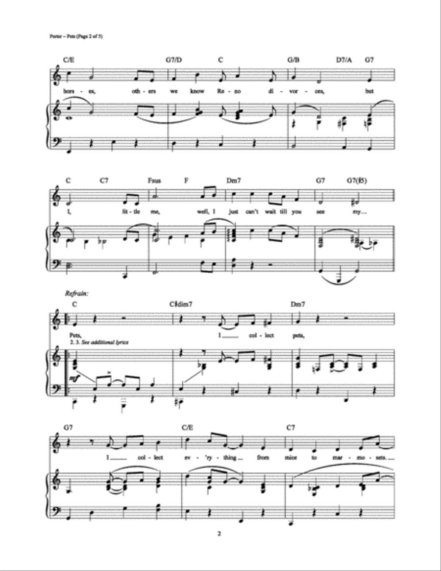 Pets Piano, Vocal, Guitar scores gallery preview page 2
