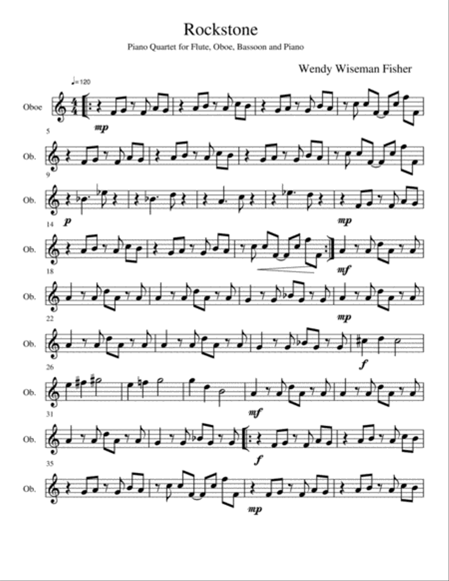 Rockstone - Piano Quartet for Bassoon, Oboe, Flute, and Piano Small Ensemble scores gallery preview page 6