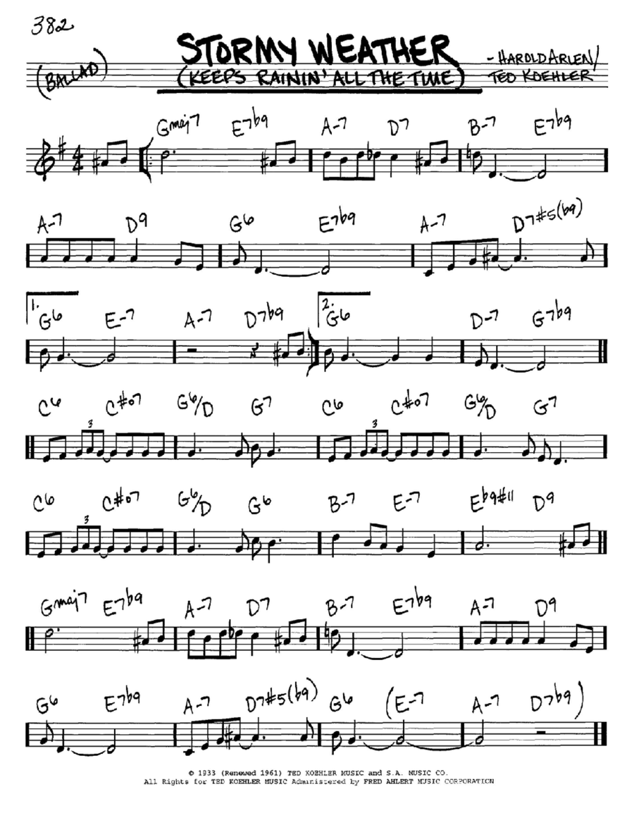 Stormy Weather (Keeps Rainin' All The Time) C Instrument scores gallery preview page 1