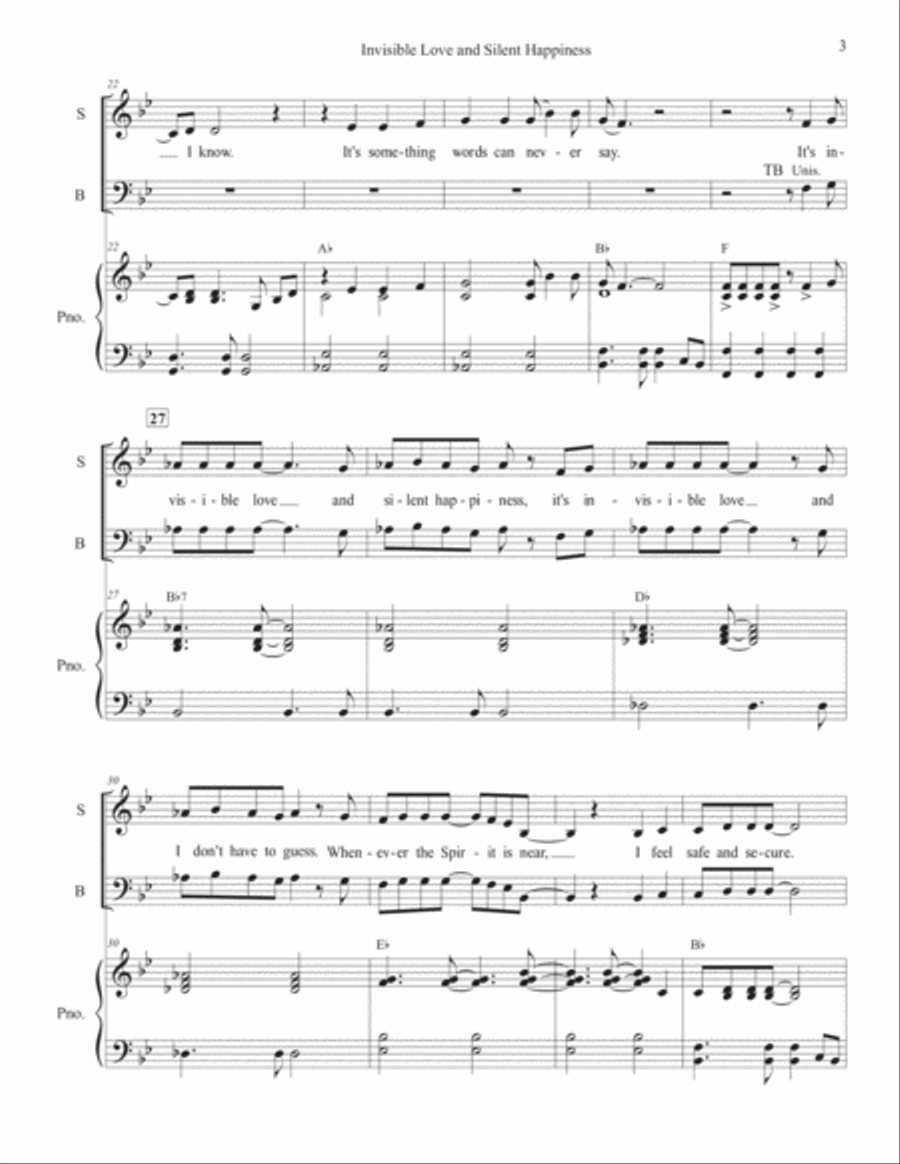 Invisible Love and Silent Happiness (SATB) Joy of Spirit - Song for All Choirs 4-Part scores gallery preview page 3