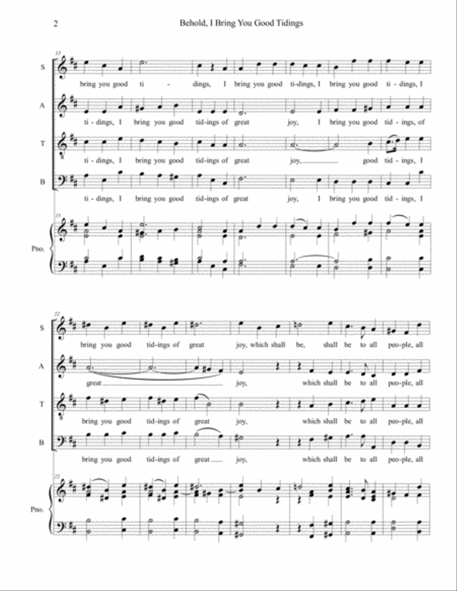Behold, I Bring You Good Tidings 4-Part scores gallery preview page 2