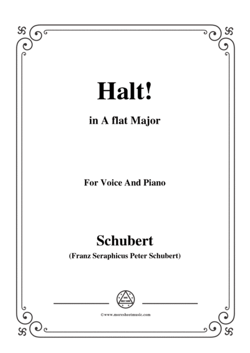 Schubert-Halt!,in A flat Major,Op.25 No.3,for Voice and Piano image number null