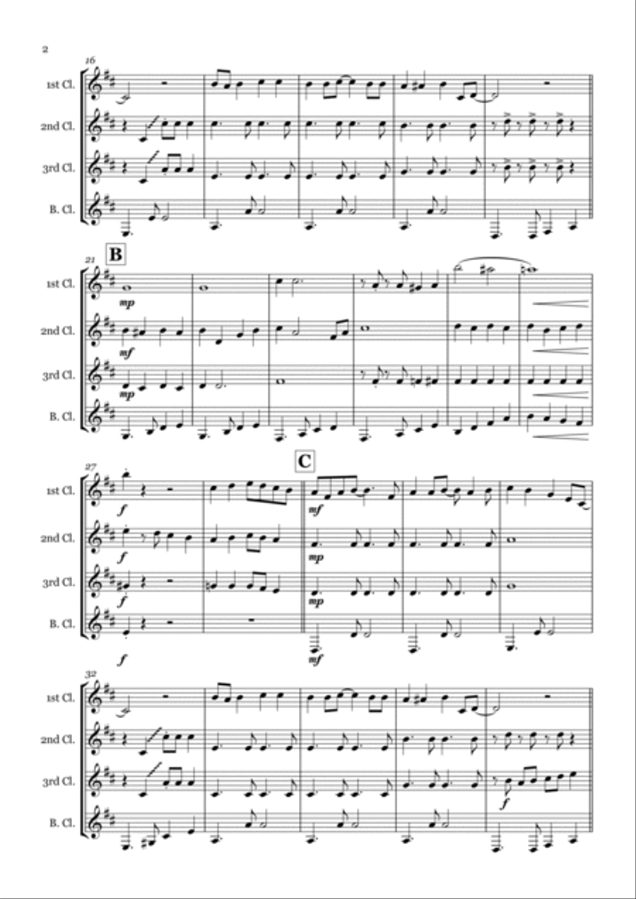 Rockin' Around The Christmas Tree Clarinet Quartet scores gallery preview page 2