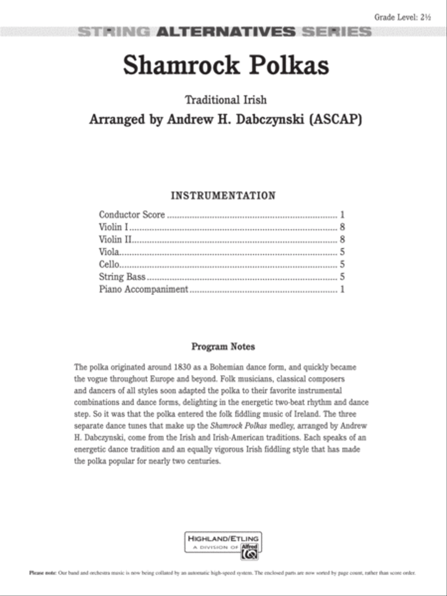 Shamrock Polkas: Score String Orchestra scores gallery preview page 1