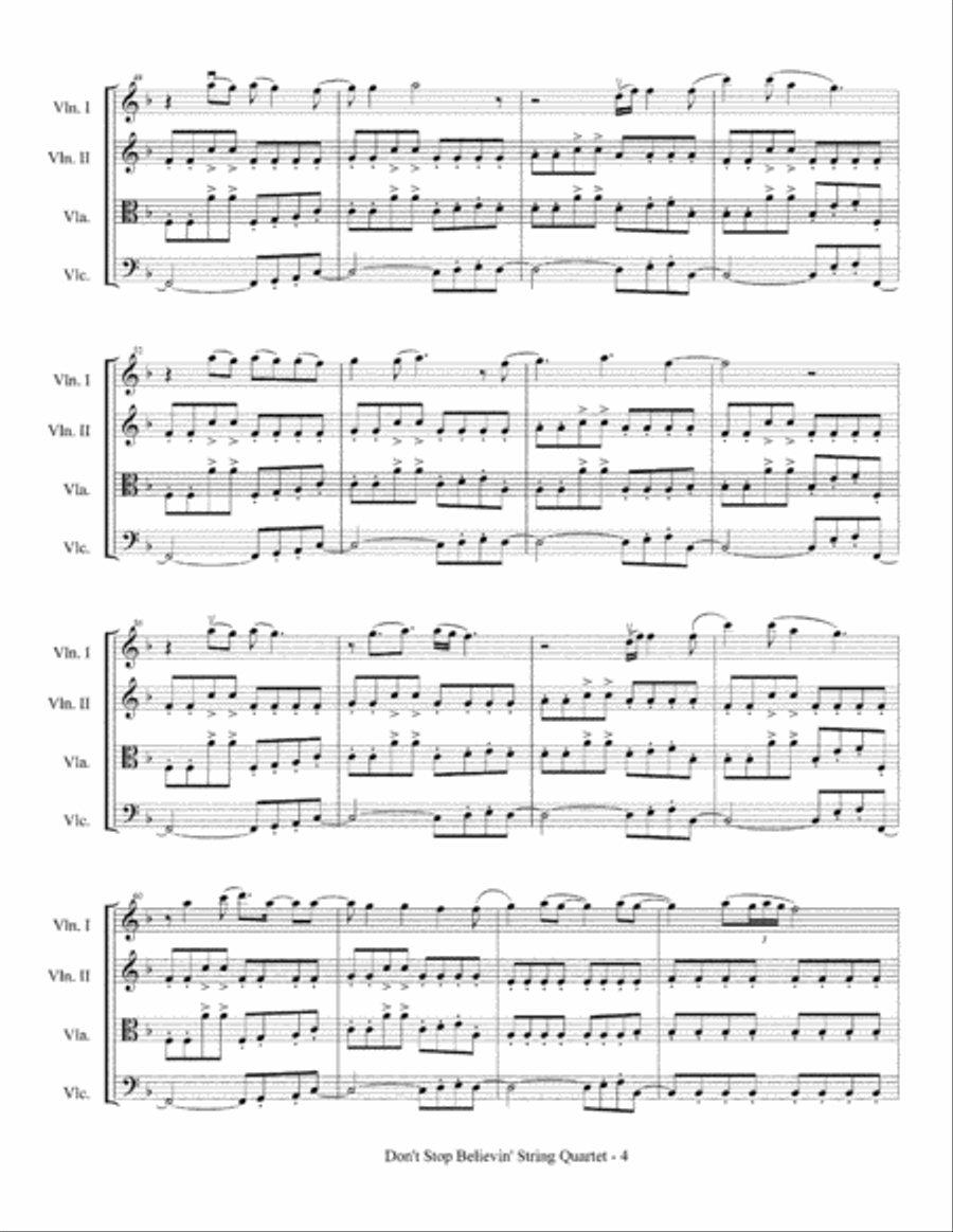Don't Stop Believin' Don't Stop Believin' String Quartet scores gallery preview page 5