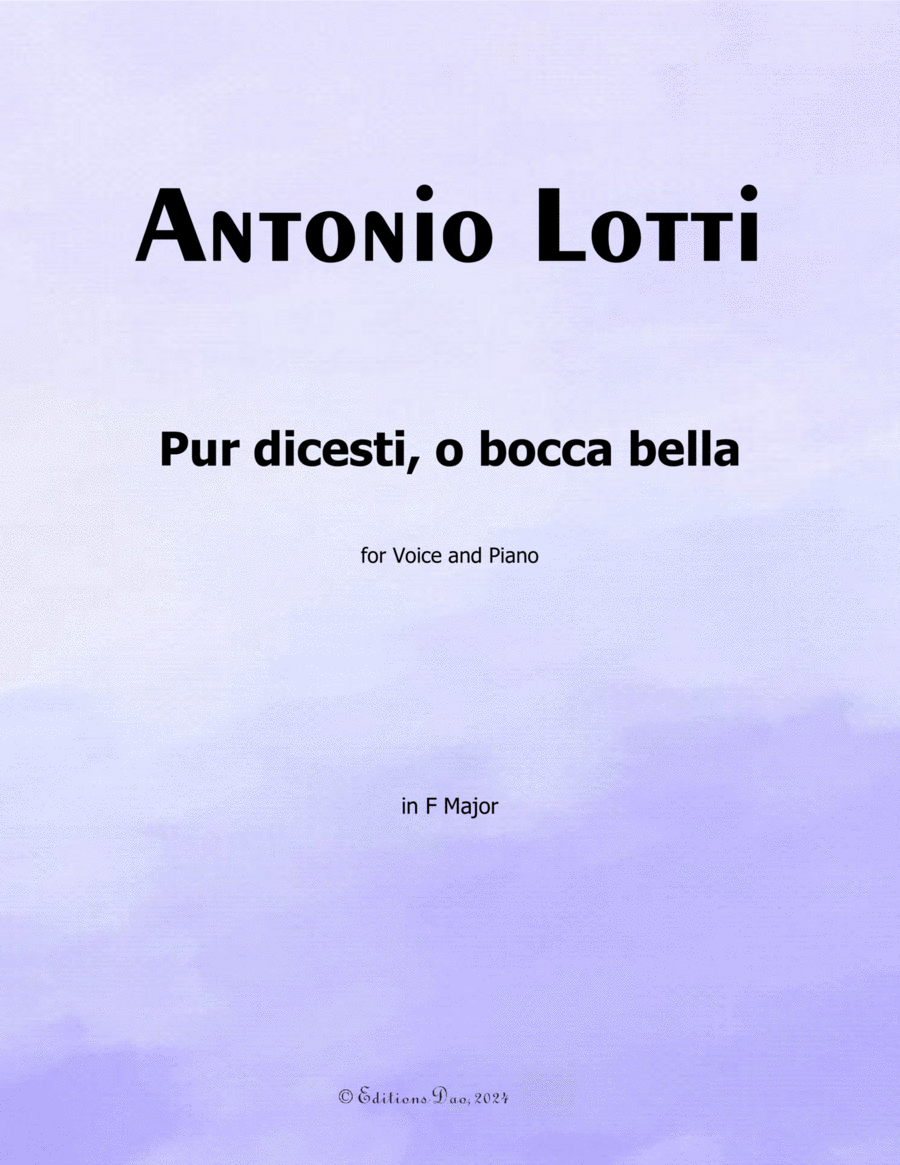 Pur dicesti,o bocca bella, by Antonio Lotti, in F Major Voice scores gallery preview page 1