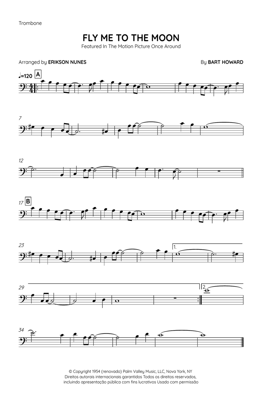 Fly Me To The Moon (In Other Words) Trombone Solo scores gallery preview page 1