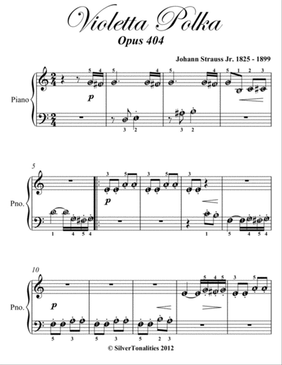 Violetta Polka Opus 404 Beginner Piano Sheet Music Easy Piano scores gallery preview page 2