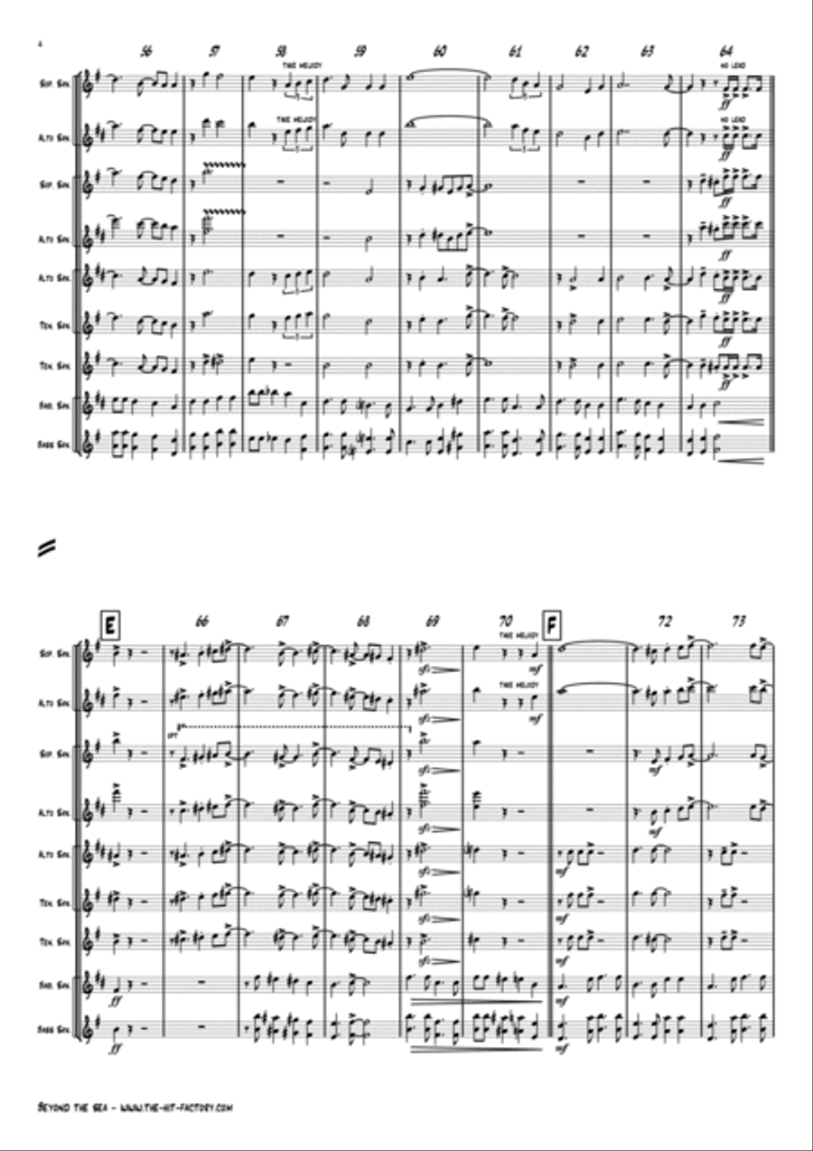 Beyond The Sea Saxophone Quintet scores gallery preview page 5
