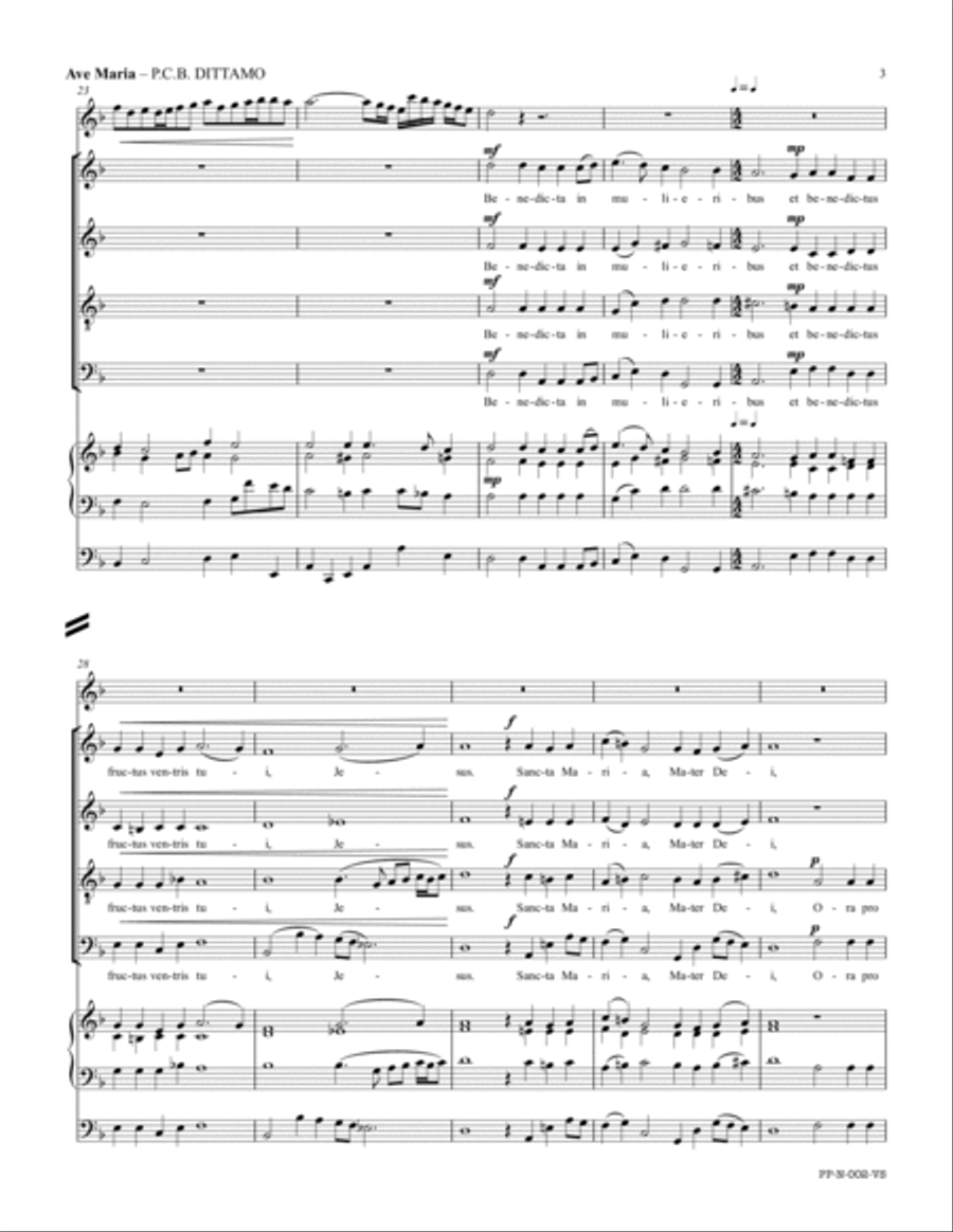 Ave Maria (SATB Choir, Bb/C Treble Instrument, Organ) 4-Part scores gallery preview page 3